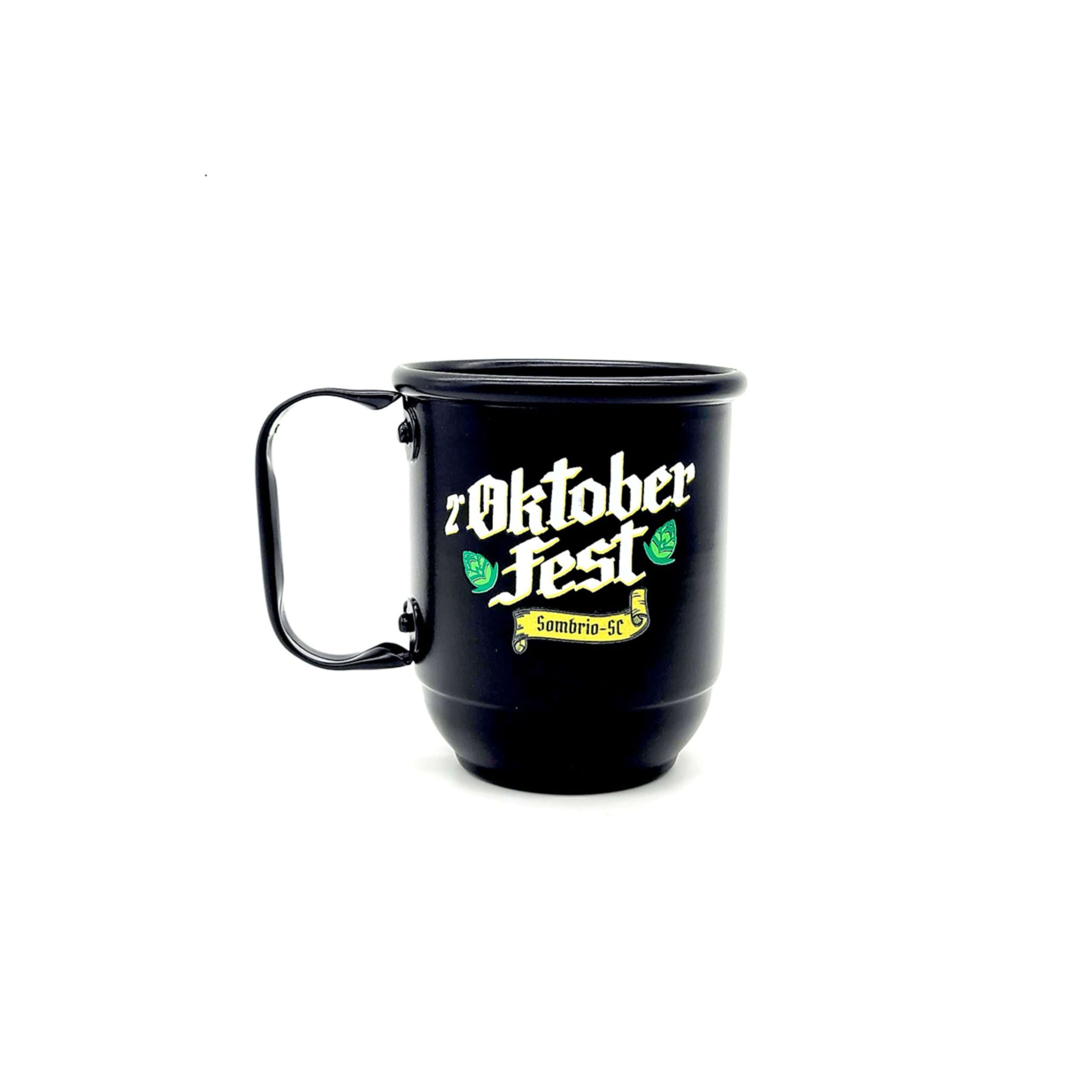 Caneca de Alumínio 350ml - Preto fosco frente - Oktoberfest - Ecotevi
