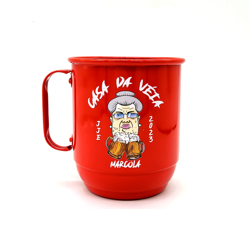 Caneca de Alumínio 800ml - Vermelha Frente - Casa da véia - Ecotevi
